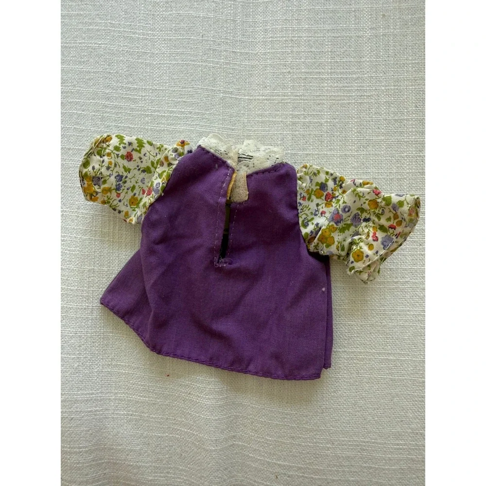 Vintage 1980 Peanut Butter & Jelly Amtoy Doll Dress Purple Floral Lace Trim